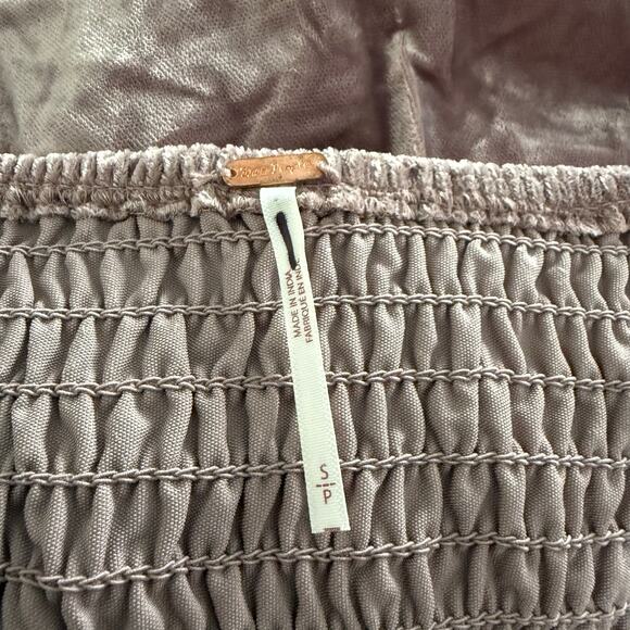 Free People mini dress velvet smocked pleated boho cocktail party Small - Picture 7 of 9